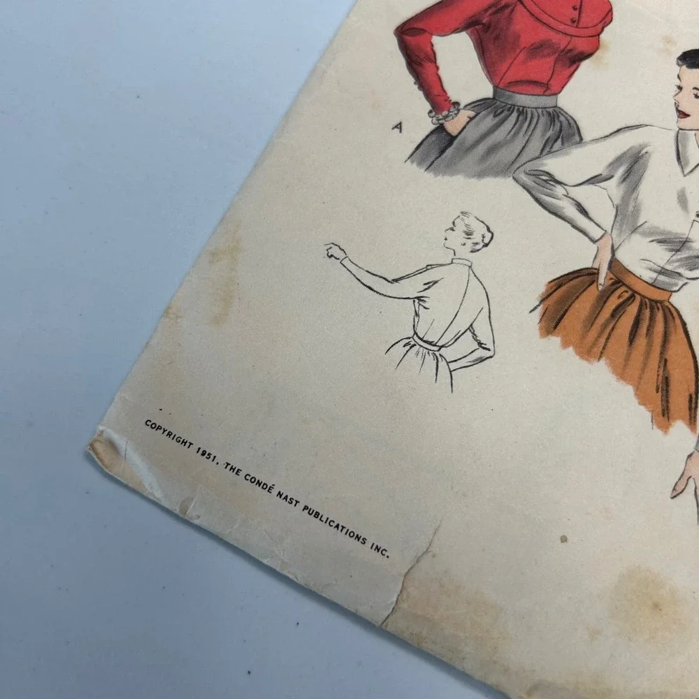 Vogue Vintage 1950's Pattern #6876‎ Women's Blouse Size 12